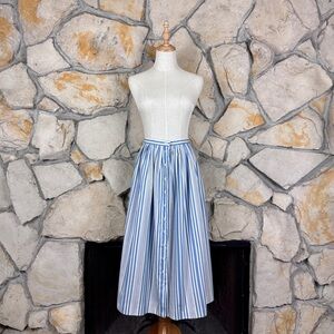 Ralph Lauren Blue Label Vintage Challis Skirt Santorini Blue Stripe | 14